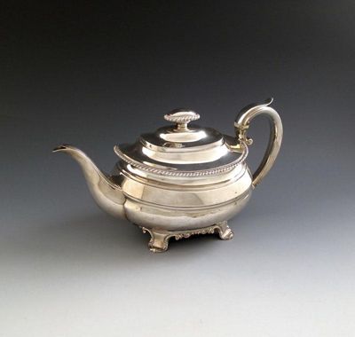 Appraisal: A George IV silver tea pot by Rebecca Emes and