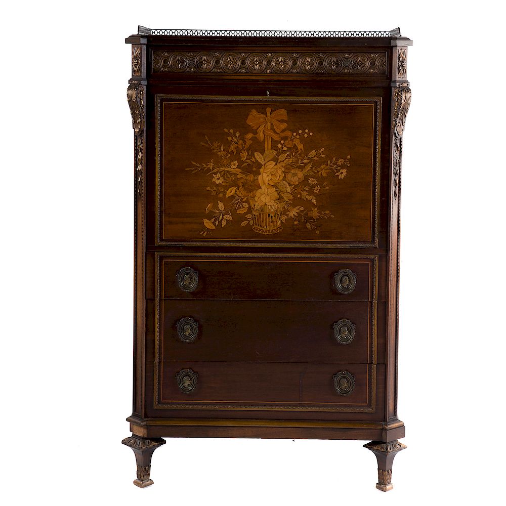 Appraisal: Lammert Furniture Rococo Style Secretaire Abattant St Louis MO first