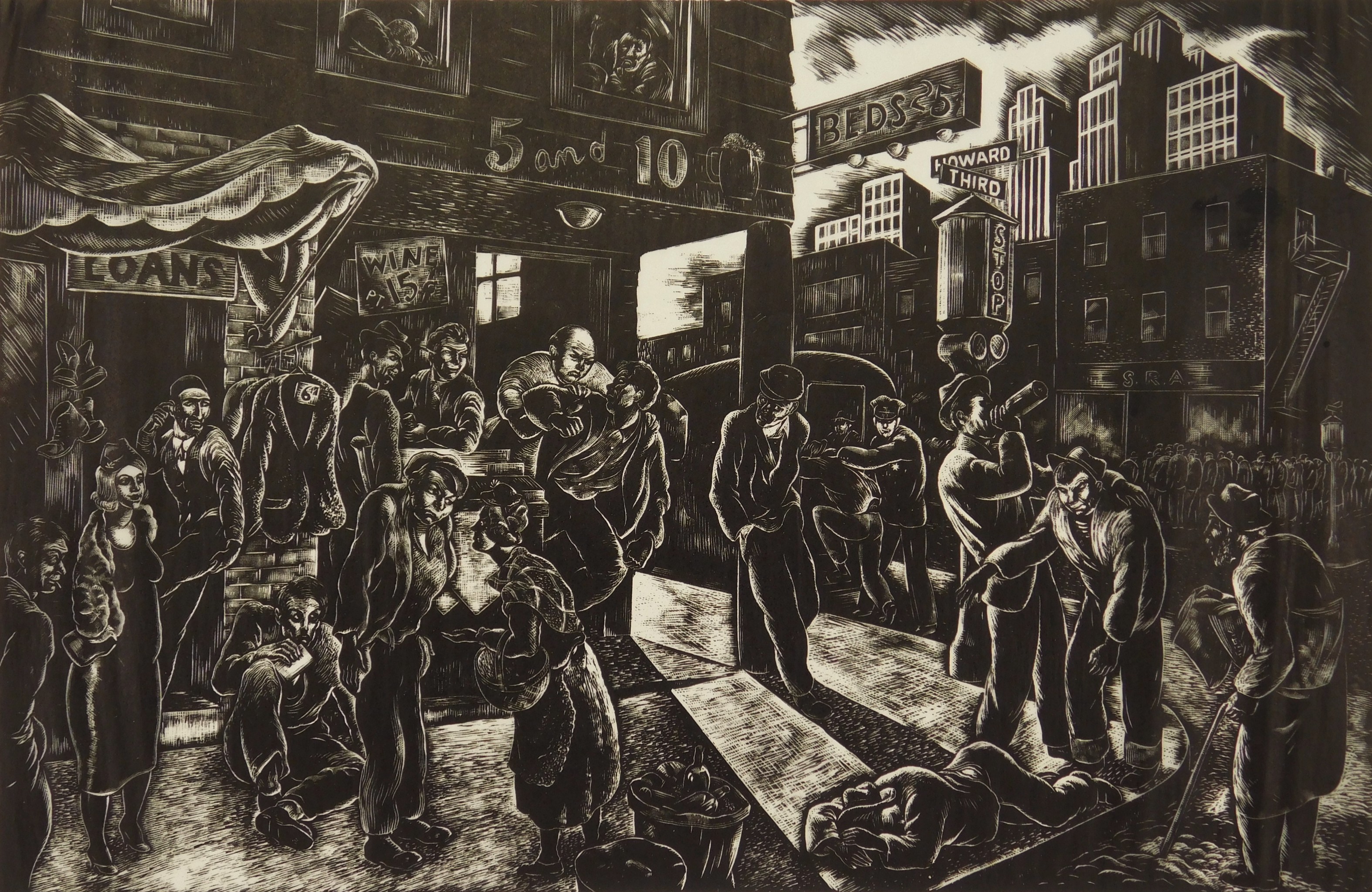 Appraisal: Charles Surendorf - Skid Row''- wood engraving inscribed and numbered