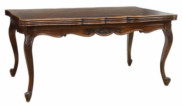 Appraisal: French Provincial Louis XV style oak draw-leaf dining table th