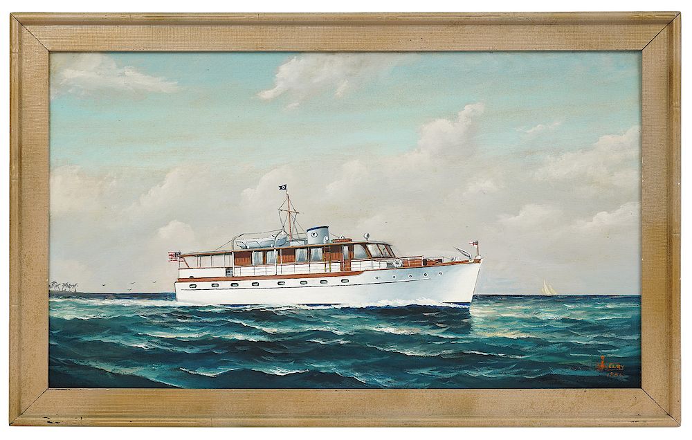 Appraisal: Joe Selby 'Seaholm' Trumpy Yacht Oil Painting Joe Joseph Selby