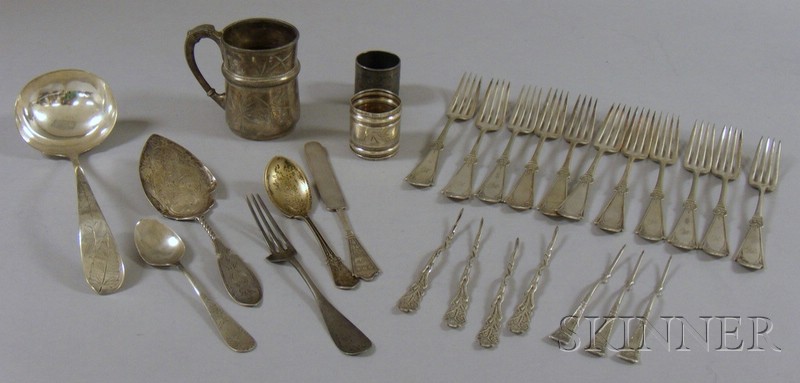 Appraisal: Group of Silver Plated and Sterling Silver Victorian Flatware sold