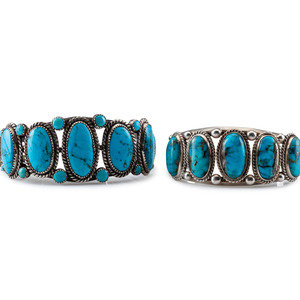 Appraisal: Navajo Silver Wire and Turquoise Cuff Bracelets third quarter th