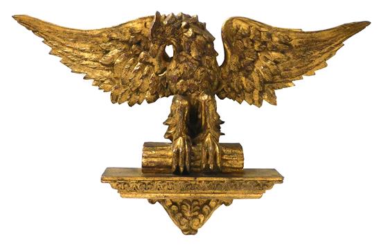 Appraisal: th C carved gilt eagle wall ornament bird of prey