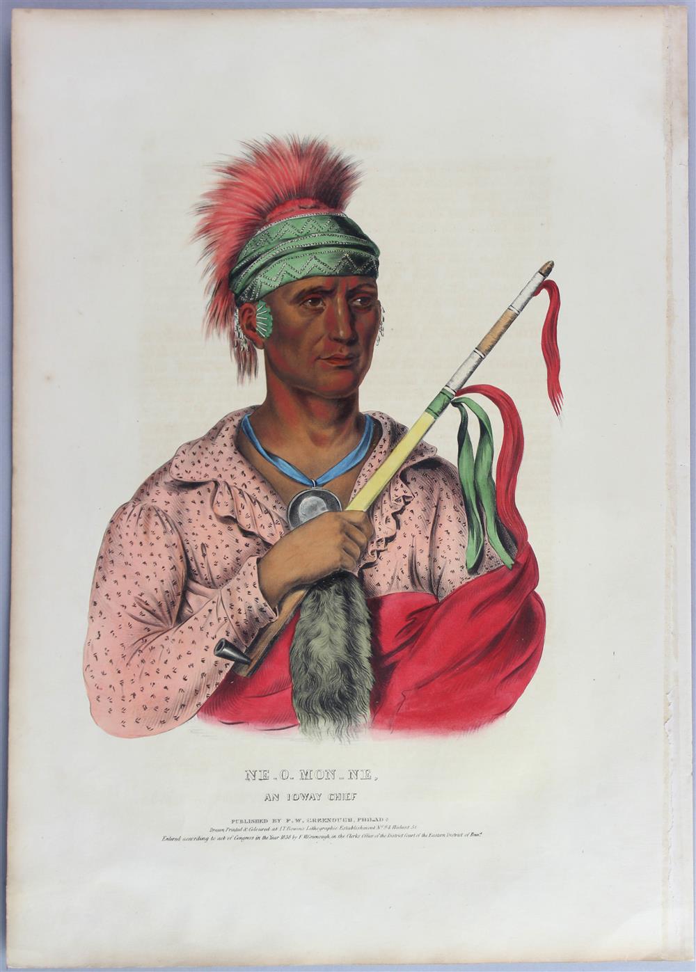 Appraisal: MCKENNEY AND HALL AMERICAN TH CENTURY NE-O-MON-NE AN IOWAY CHIEF