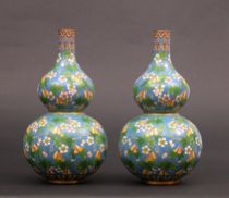 Appraisal: A Third Pair of Cloisonn Vases This pair of cloisonne