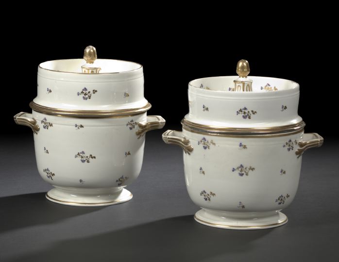 Appraisal: Good Pair of Derby Porcelain Covered Two-Handled Fruit Coolers first