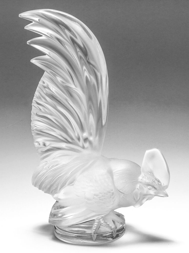 Appraisal: Lalique Rooster Frosted Art Glass Sculpture Lalique frosted art glass