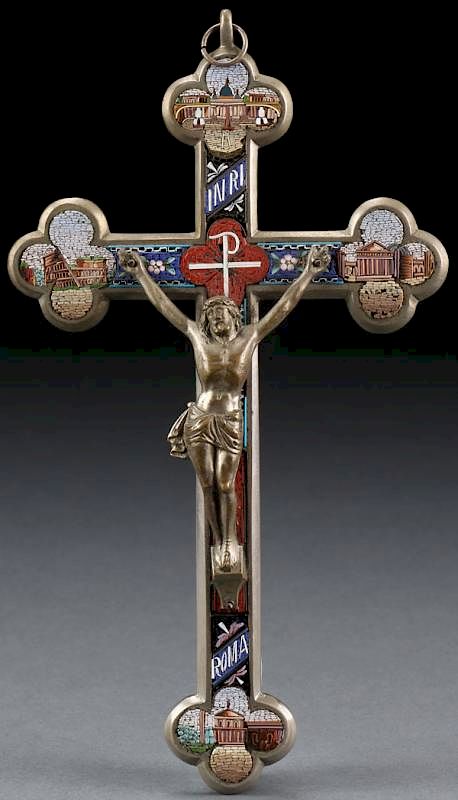 Appraisal: AN ITALIAN MICRO MOSAIC CRUCIFIX CIRCA AN ITALIAN MICRO MOSAIC