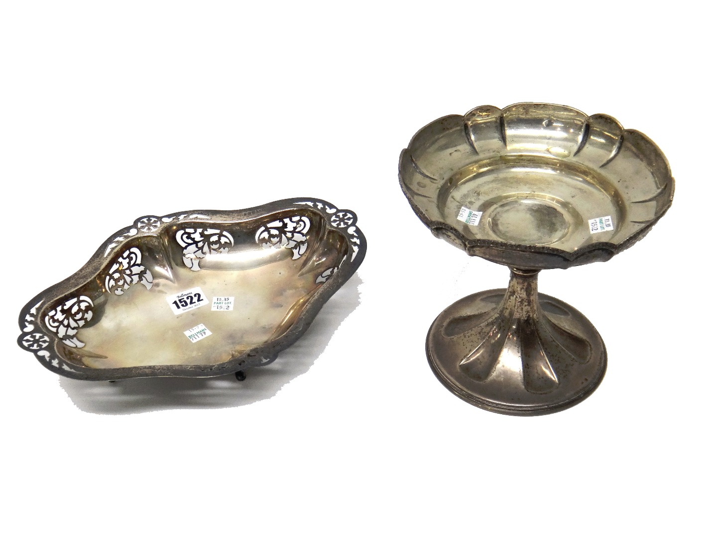 Appraisal: A silver cake or bread basket of shaped oval form