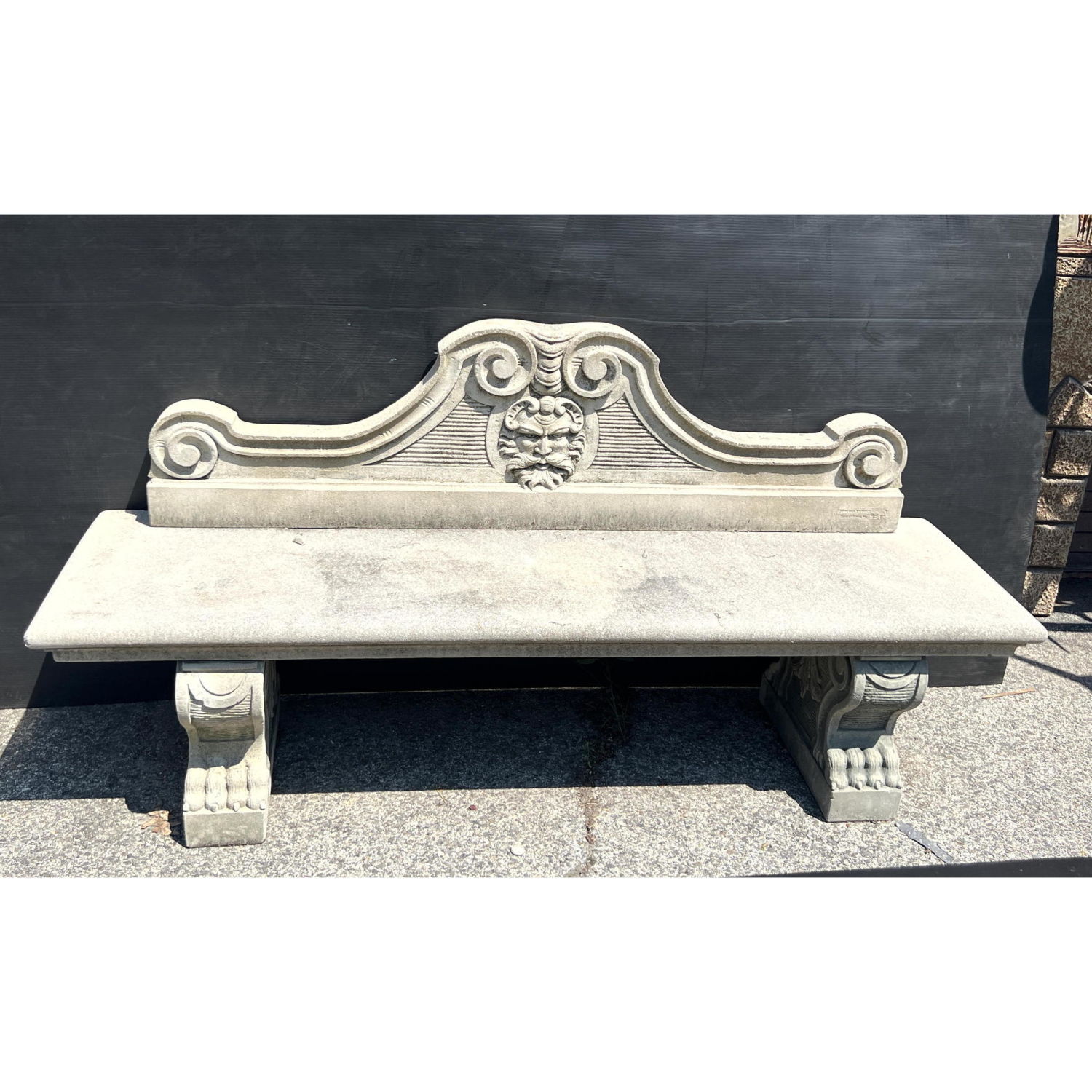 Appraisal: NINA STUDIOS Quakertown Cast Cement Outdoor Bench Decorative Paw Feet