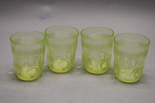 Appraisal: Canary Yellow Vaseline Glass Cups Canary Yellow Vaseline Glass Cups