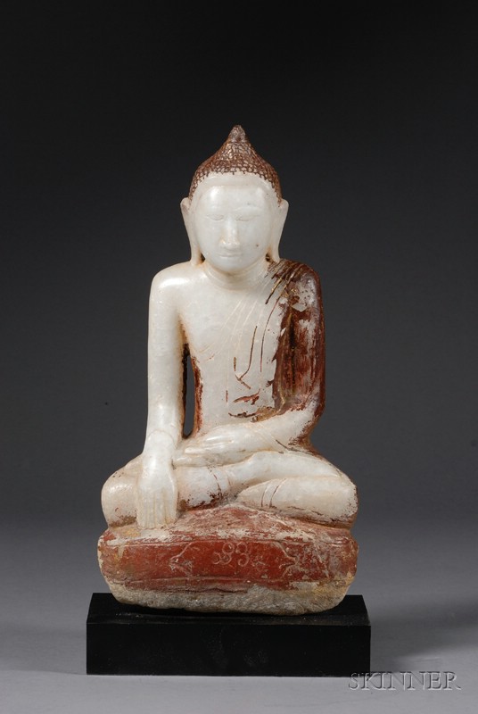 Appraisal: Carving of the Buddha Burma th century seated figure in