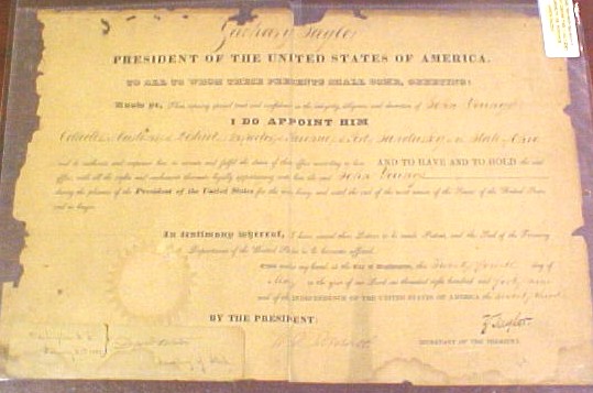 Appraisal: Zachary Taylor Autograph Presidential Appointment of John Young to Collector