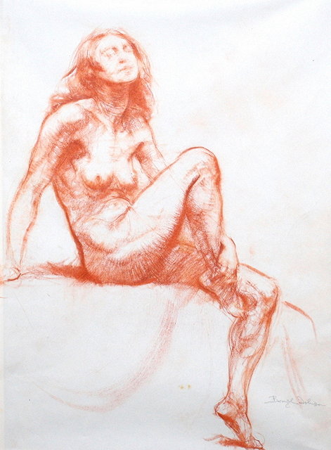 Appraisal: ERNEST BOROUGH-JOHNSON - Life study - A seated nude signed