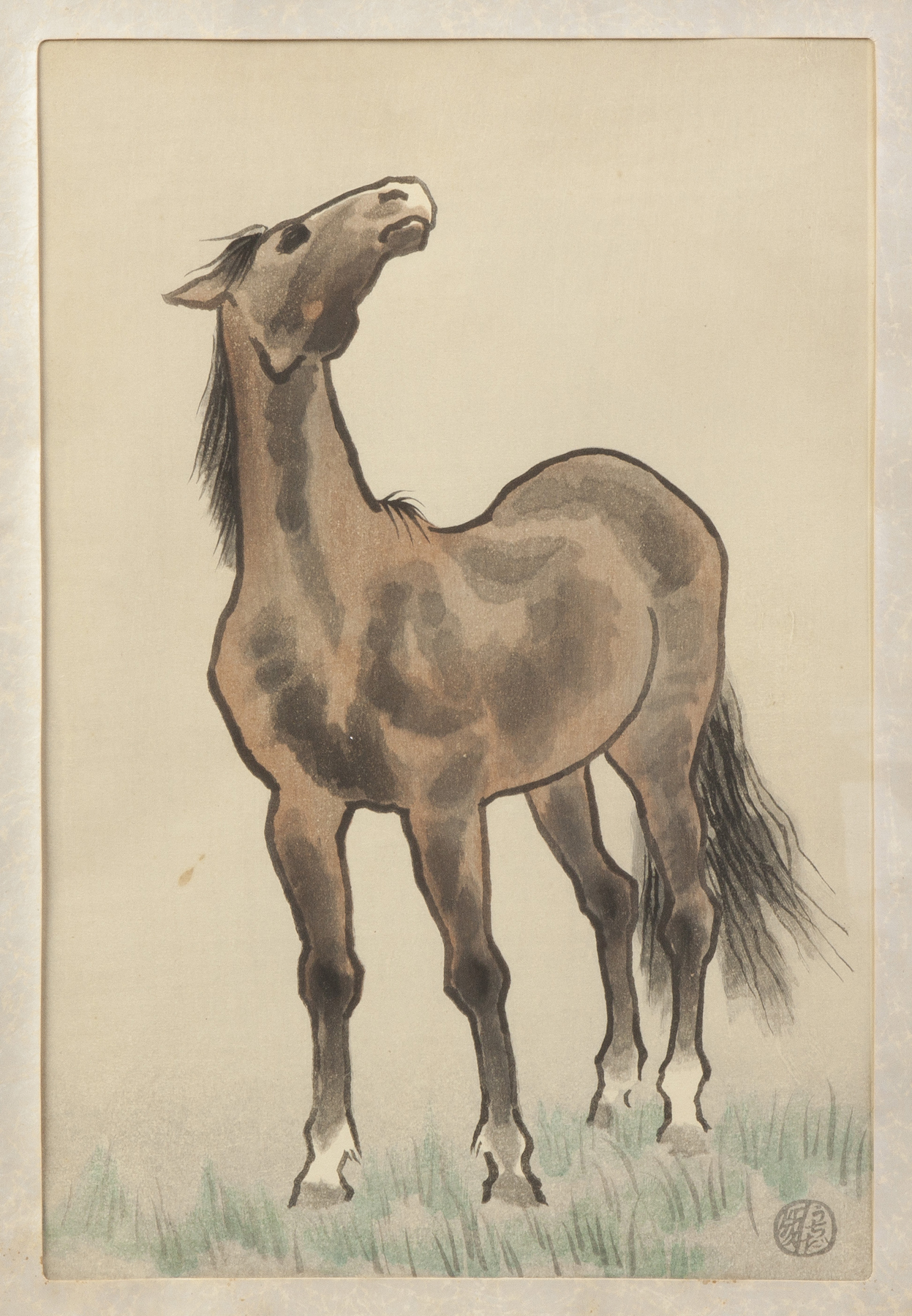 Appraisal: Japanese Wood Block Print of a Horse Sgn