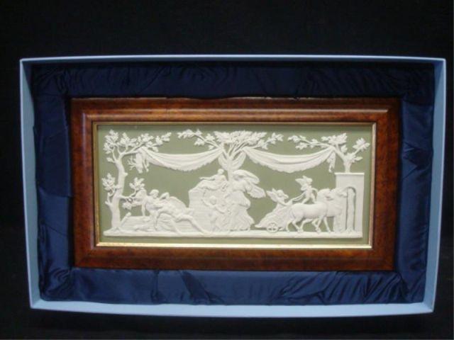 Appraisal: WEDGWOOD Jasperware Plaque in Wood Frame From a Yonkers home