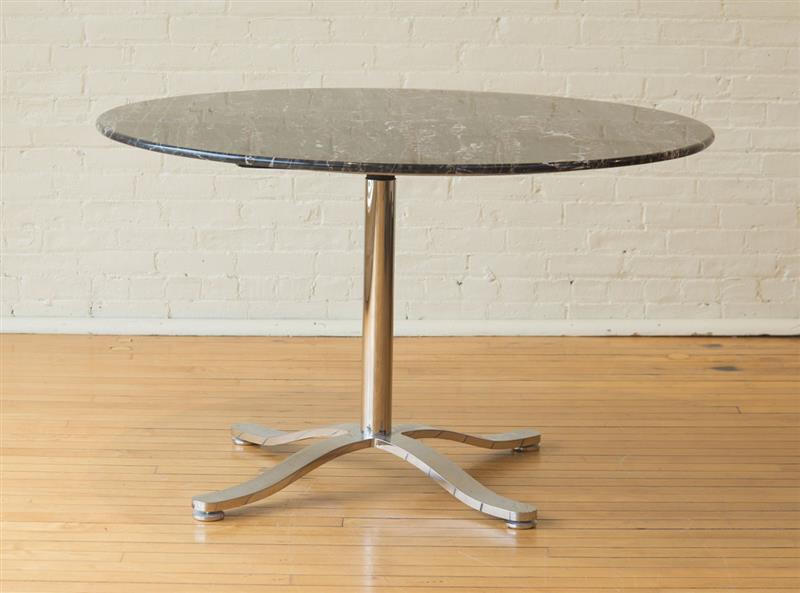 Appraisal: NICOS ZOGRAPHOS ALPHA MARBLE TOP STAINLESS STEEL DINING TABLE x