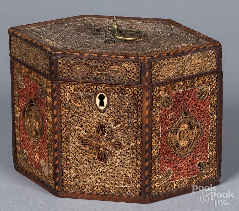 Appraisal: English rolled paper tea caddy late th c English rolled