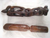 Appraisal: Two African carvings one a traditional face the other a