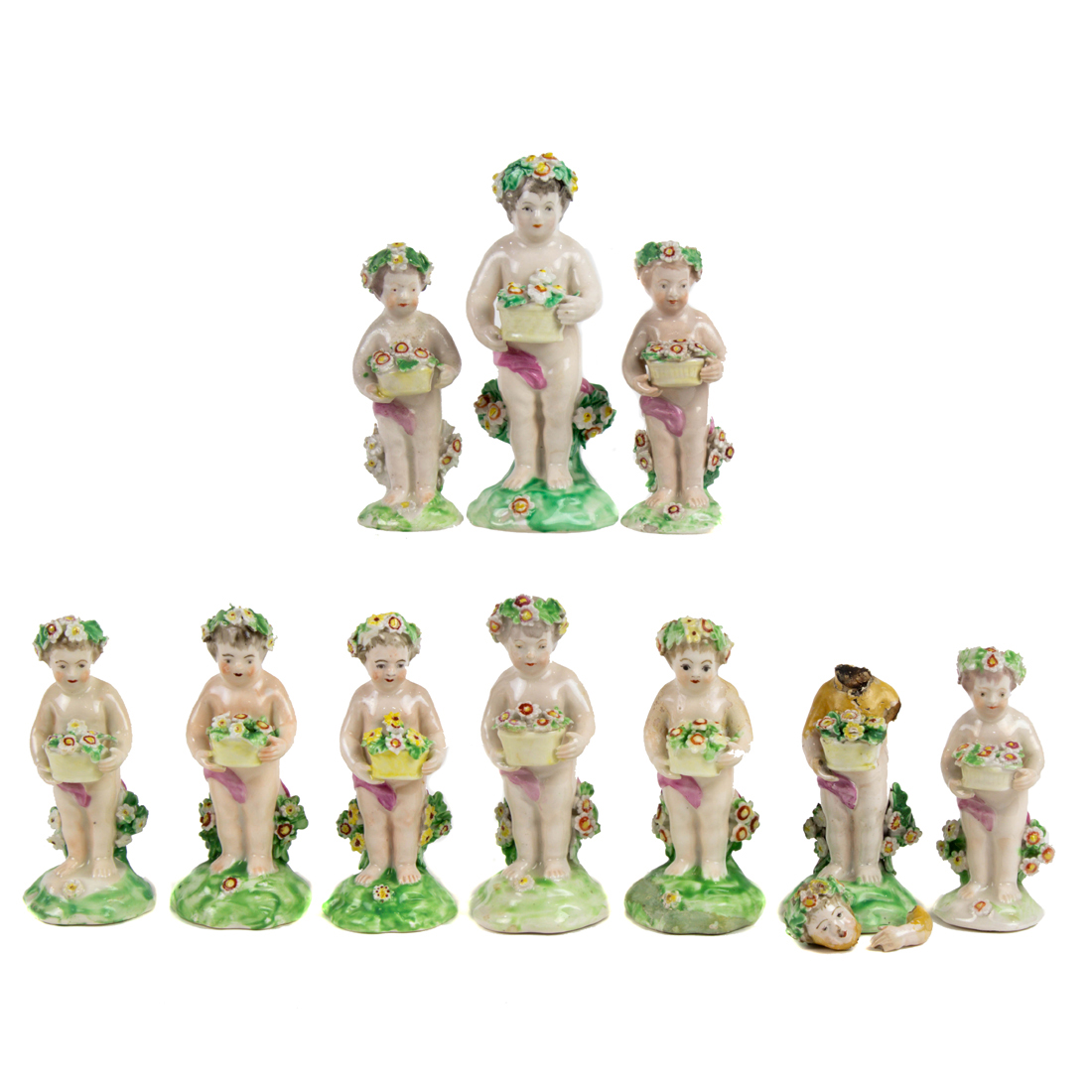 Appraisal: Lot of English porcelain figures of putti probably Derby late