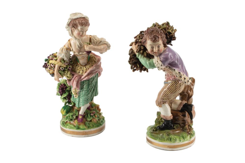 Appraisal: Pair of Meissen Polychrome Porcelain Figures th c crossed swords