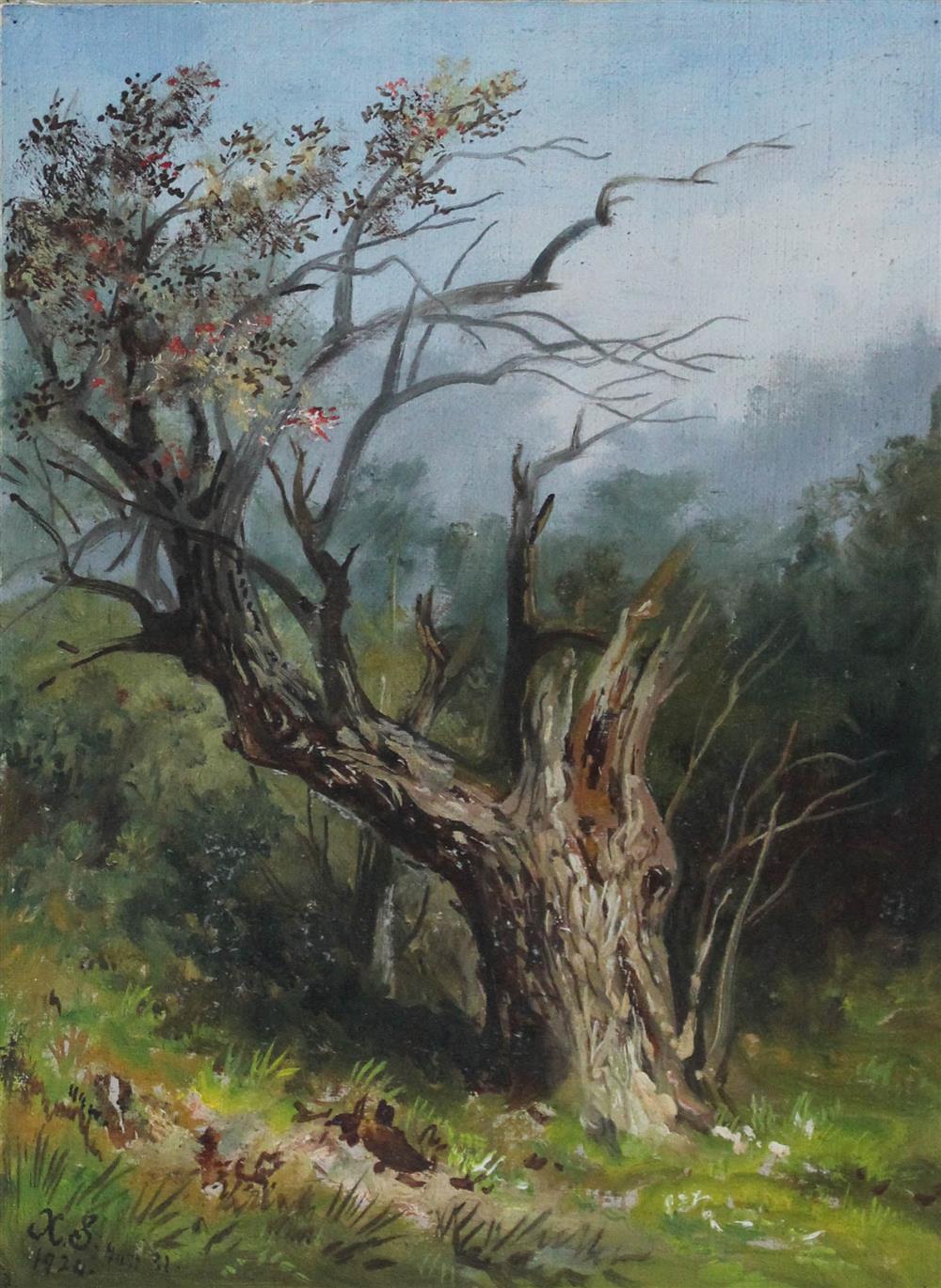 Appraisal: XANTHUS SMITH AMERICAN - TREE Oil on paper x in