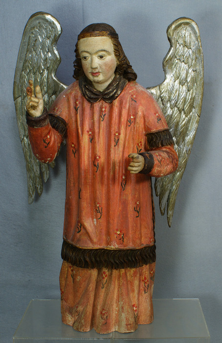 Appraisal: Large carved and painted wood figure of an angel h