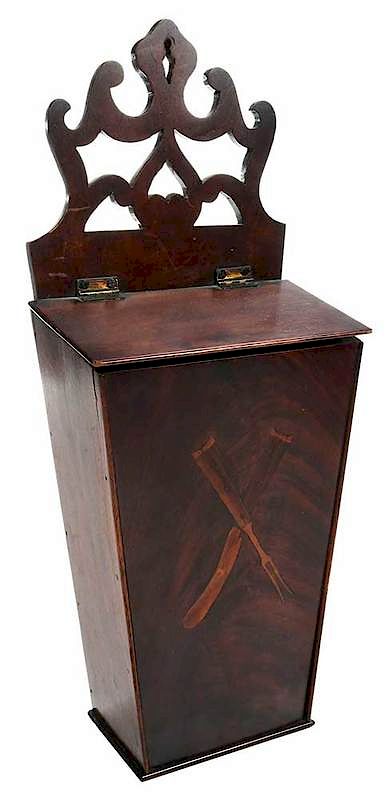 Appraisal: Georgian Mahogany Hanging Cutlery Box British late th early th