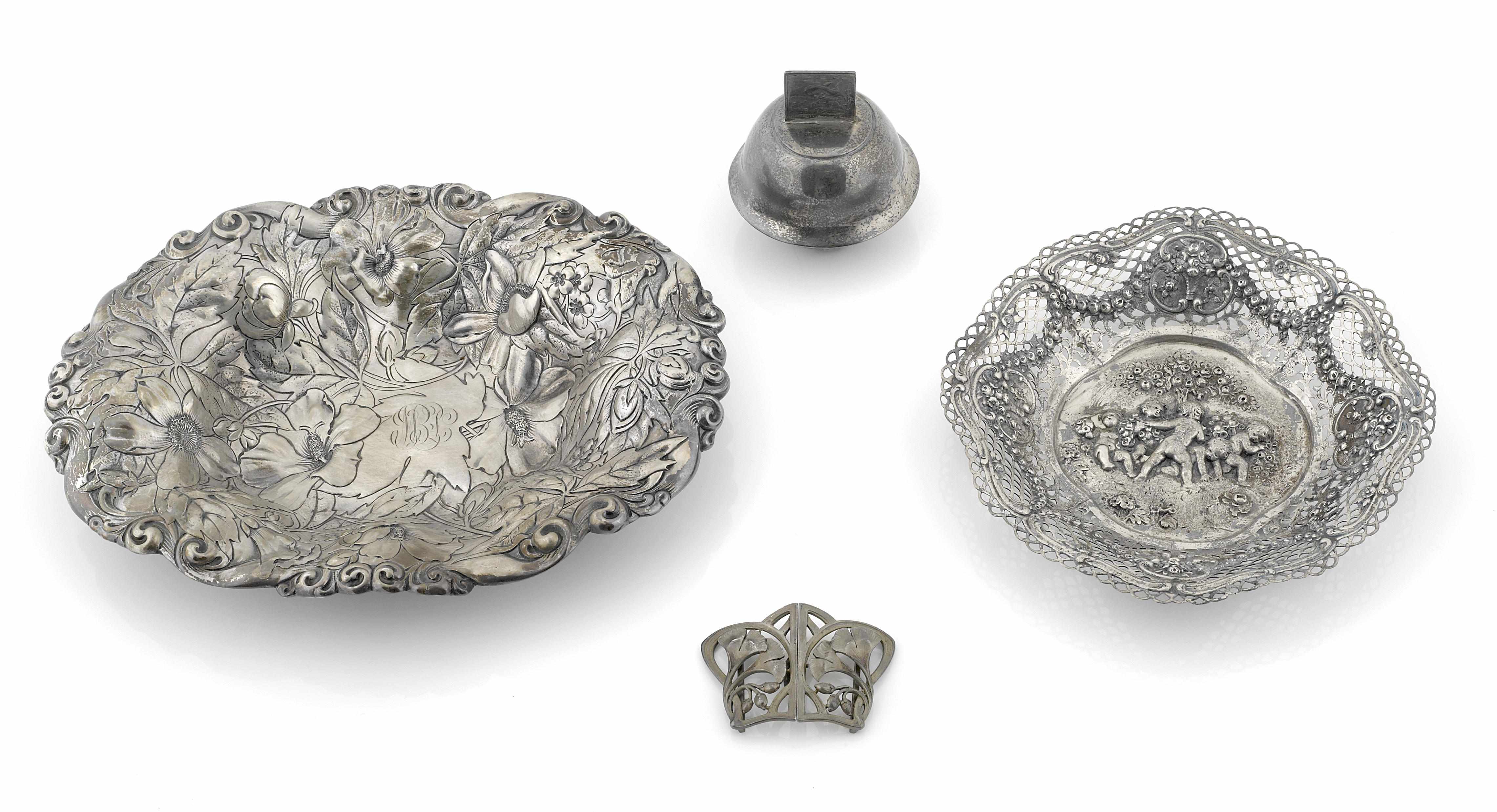 Appraisal: An International group of silver accessories and hollowware Late th