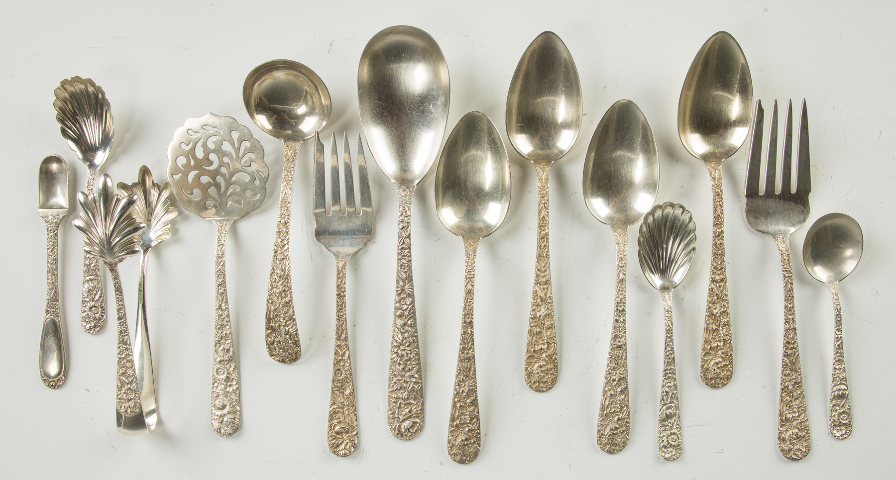 Appraisal: Group of S Kirk Son Co Repousse Sterling Silver Flatware