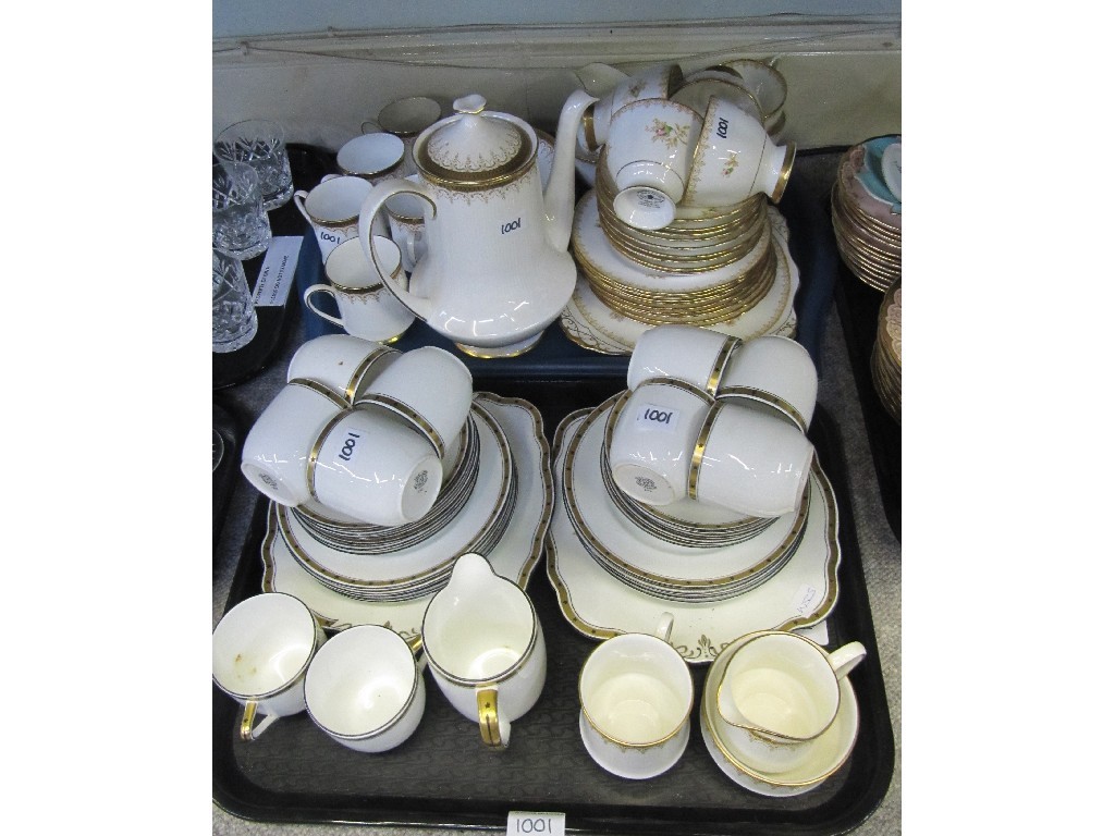 Appraisal: Two trays of teawares to include Foley Royal Tuscan etc