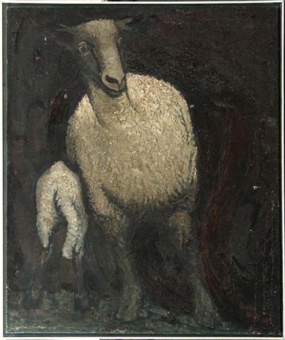 Appraisal: CHARLES WHITE British - 'Sheep in Winter' signed and dated