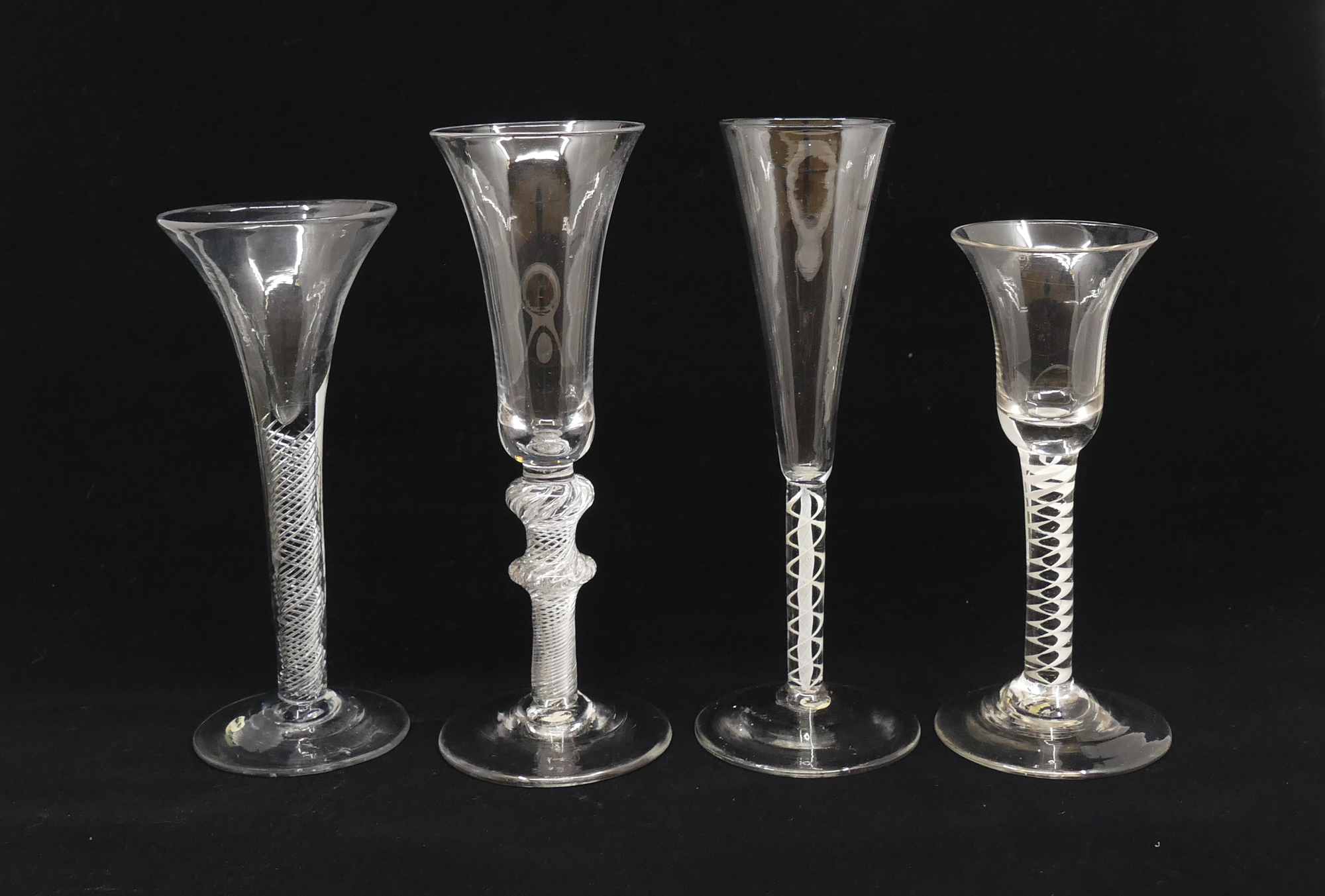 Appraisal: pc th Century English Twist Stem Wine Glasses Includes Double