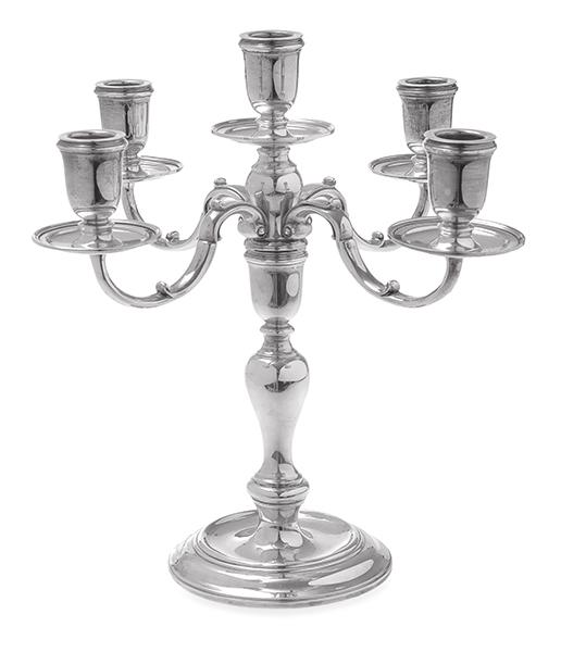 Appraisal: A STERLING SILVER FIVE BRANCH CANDLEBRA C J VANDER LTD