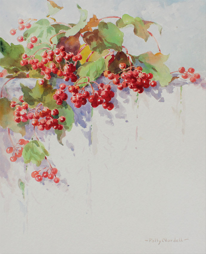 Appraisal: PARKER Emma Alice Nordell American - Bush Cranberries Watercolor ''