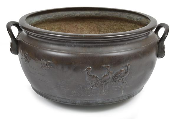 Appraisal: A JAPANESE BRONZE BOWL with two handles the body with