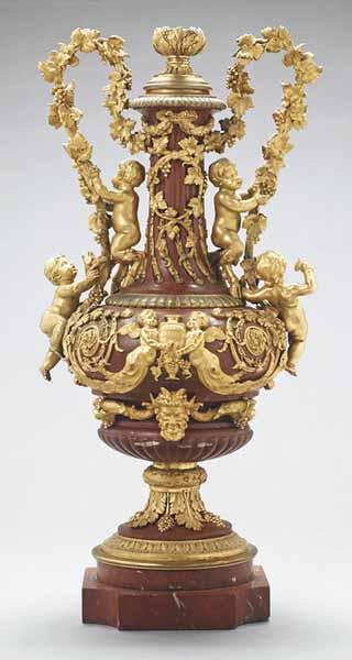 Appraisal: A Fine Napoleon III Bronze Dor and Rouge Marble Urn