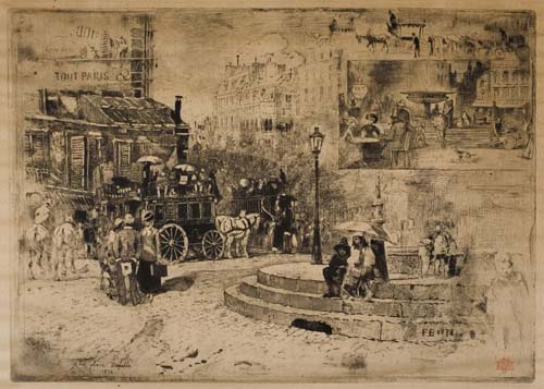 Appraisal: F LIX BUHOT La Place Pigalle en Etching aquatint drypoint