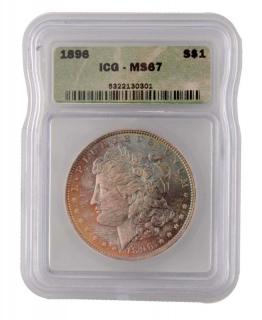 Appraisal: Morgan Silver Dollar Attractive red-white-blue tone ICG MS