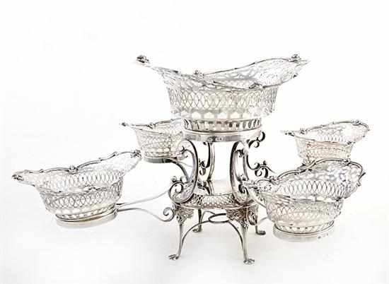 Appraisal: Edwardian sterling epergne probably Salmon Gluckstein Birmingham dated footed stand