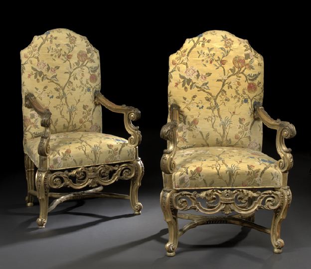 Appraisal: Good Pair of Italian Giltwood Fauteuils third quarter th century