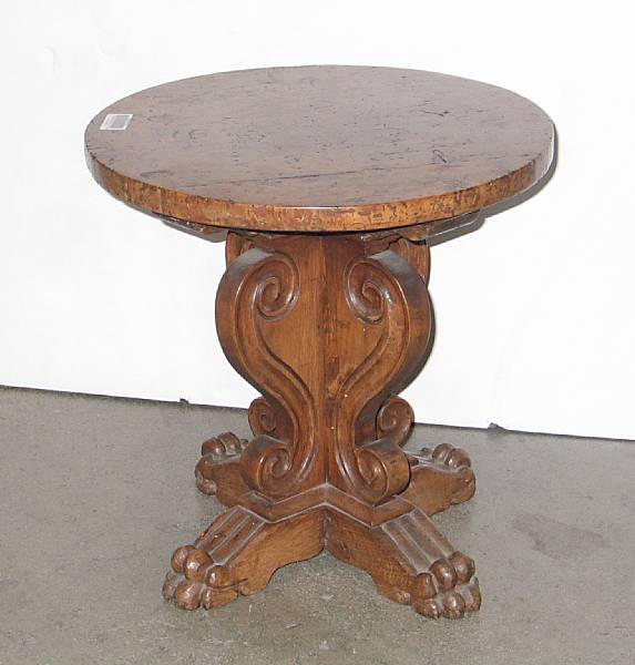 Appraisal: A Baroque walnut pedestal base table partially composed of antique