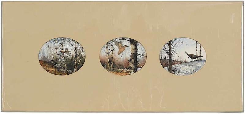 Appraisal: David Hagerbaumer American - Wildlife Triptych featuring Ruffled Grouse Woodcock