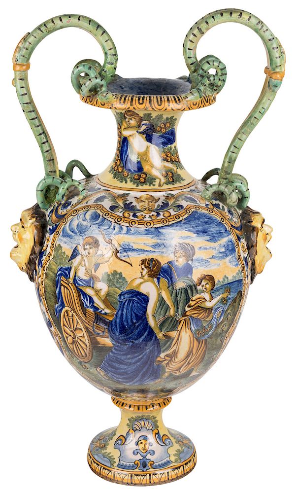 Appraisal: AN ITALIAN FAIENCE AMPHORA TH CENTURY AN ITALIAN FAIENCE AMPHORA