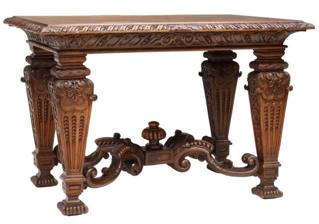 Appraisal: French Louis XIV style walnut table th c rectangular top