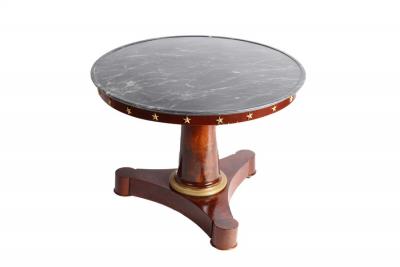 Appraisal: An Empire style marble top centre table the grey veined