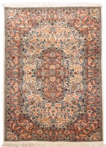 Appraisal: Two Kashmir silk rugs of Persian design The first example