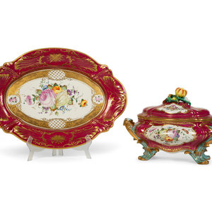 Appraisal: A Camille Le Tallec Hand Painted Porcelain Tureen and Platter