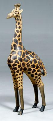 Appraisal: Carved and painted wood giraffe modern x x in Several